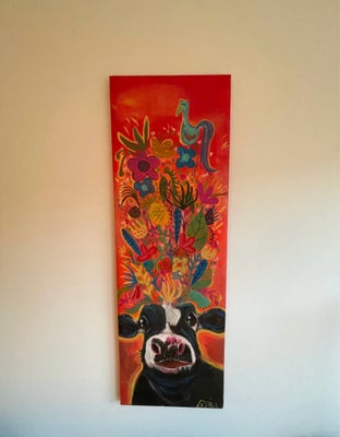 Oliemaleri, motiv: Abstrakt, Flot Kunstmaleri “Cuantic Cow” af den kendte mexicanske kunstner Mario 