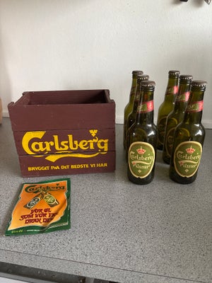 Ølkasse, Ølkasse Carlsberg, Hej
Har dette sæt bestående af 
Ølkasse til 6 stk flasker
6 flasker hoff