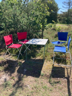 Campingsæt bord og 4 stole, RETRO, Retro Campingsæt bestående af et bord som kan klappes sammen og b