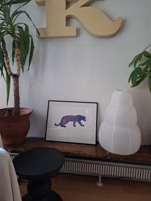 Tryk, Maibritt Amsler, motiv: Leopard, b: 50 h: 40, Fedt silkscreen print af leopard i farven pink/b