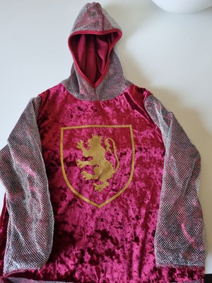 Udklædningstøj, Ridderkostume, Meget fint ridderkostume købt på Kronborg slot i mørkerødt velour med