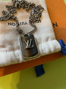 Louis Vuitton Necklace Damier Black Slv Lv Accessories Silver M62490 Japan  Used 