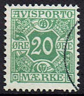 Danmark, stemplet, variant, Avis 5v	stp. Afa	1200,-	pæn