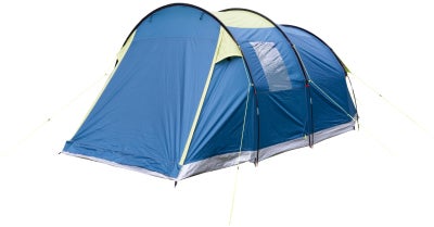 Telt, Nut Trespass 4 personers telt model Caterthun i fv. blå. Dobbelt-lag med fiberglas stænger. Yd