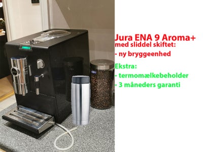 Espressomaskine, Jura Ena 9 Aroma+ (smallest Jura model), 

VAREBESKRIVELSE:
Espressomaskine, Jura E