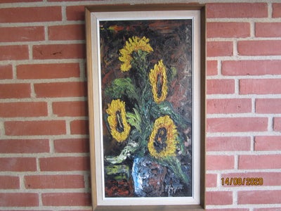 Oliemaleri, (1418) S. Jørgensen, motiv: Blomster/Have, stil: Naturalistisk, b: 40 h: 70, i flot ramm