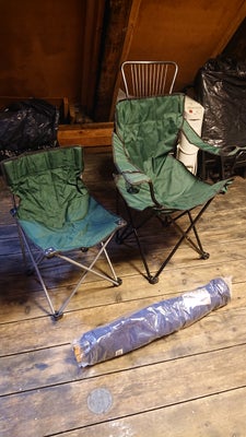 Festival stole, 2 Klapud stole m. transport poser,
HELT NYE..! - samt en ubrugt Hængekøje sælges sam