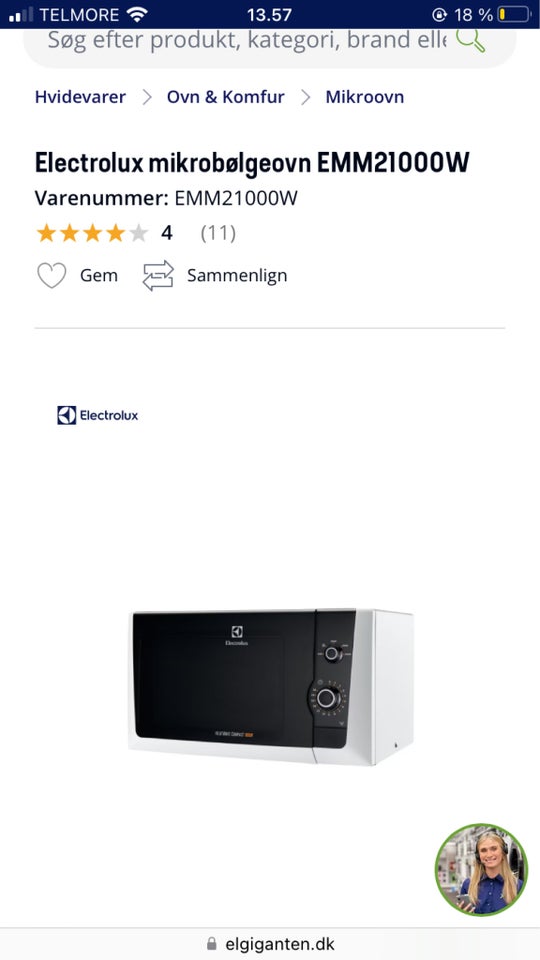 Mikroovn Eletrolux EMM21000W, Eletrolux