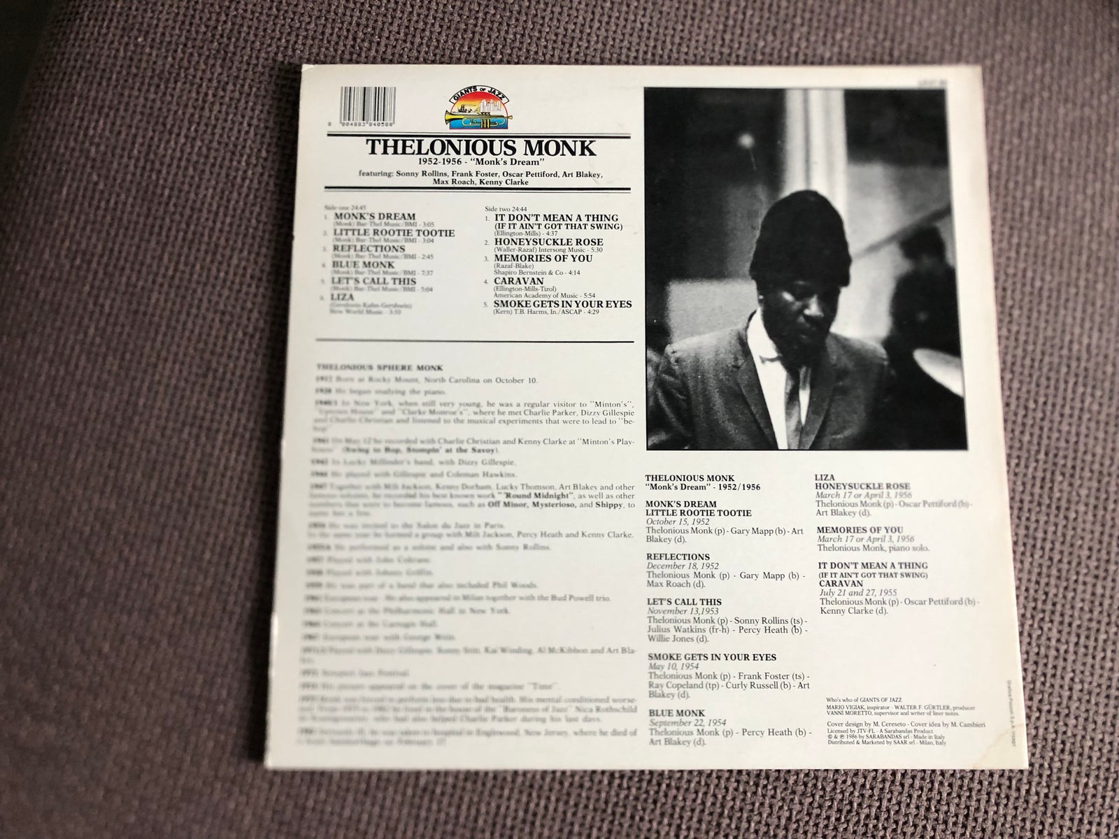 LP, Thelonious Monk, Monk’s Dream