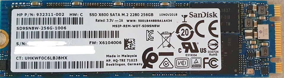 MICRON M600 2280 SATA III SSD, 256 – – Køb og Salg af Nyt og Brugt