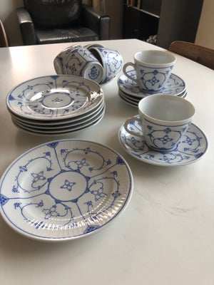 Porcelæn, Kaffekop med tallerken, Kahla Jäger, Tysk Muselmalet 
6 sæt - pr sæt 40,-