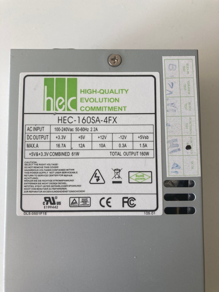 Strømforsyning, HEC-160SA-4FX, God