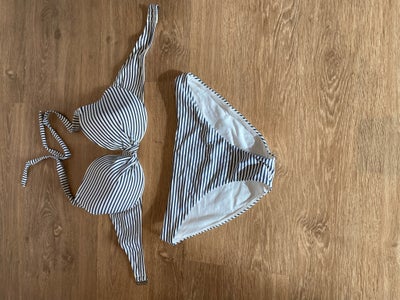 Badetøj, Bikini, H&M, str. 75D / 40,  Blå-/hvidstribet,  Næsten som ny, Top 75D og trusse str 40. Br