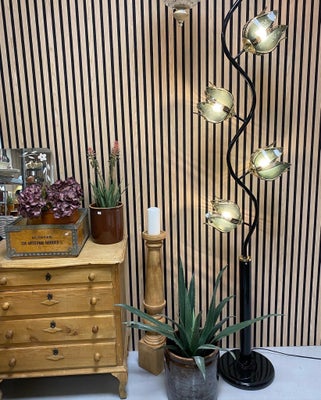 Standerlampe, Tulipanlampe med sort stel og gråsorte blomster skærme..super smuk