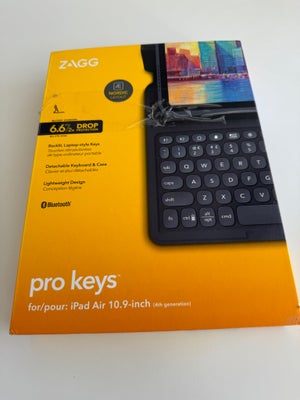 Keyboard, t. iPad, Perfekt, ZAGG iPad cover med keyboard
Tastatur med Æ, Ø & Å.

Passer på iPad Air 