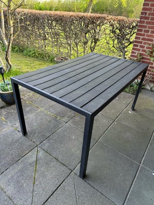 Havebord, Aluminium/ nonwood, Sort havebord sælges

Mål

Højde: 74,5 cm. 

Længde: 150 cm. 

Bredde: