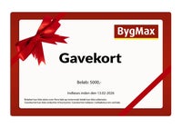 Gavekort til Bygmax.dk på 5.000 kr. Fast pris.