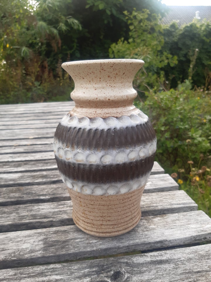 Keramik, Vase, beige/hvid/brun/mønstre