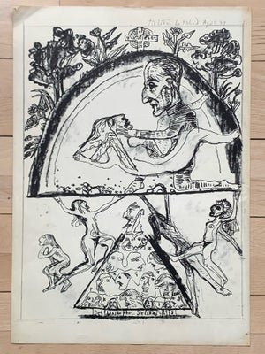 Sjældent litografi, Richard Winther, b: 35 h: 49, Sjældent offset lito af Richard Winther. 1972. Hån