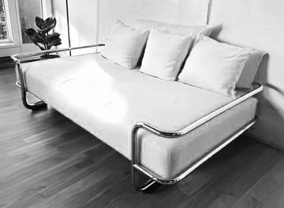 Sofa, aluminium, 3 pers., Sofastel til sofa eller daybed i krom. Kan hentes på frb