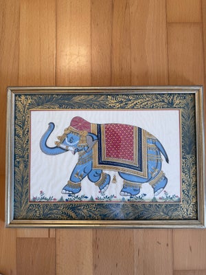 Andet, Indisk , motiv: Dyr, stil: Asiatisk, b: 31 h: 22,3, Silke malerier med fine rammer  200 kr. s