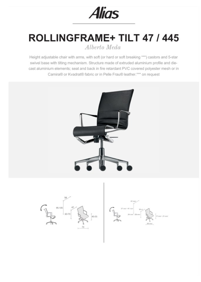 Anden arkitekt, Rolling frame Alias tilt 47, Kontorstol