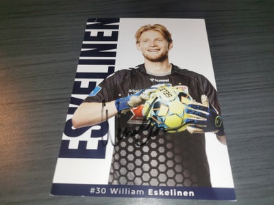 Autografer, William Eskelinen autograf AGF, Sender gerne med dao eller kan afhentes på Amager

Se mi
