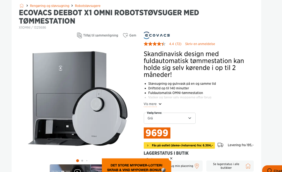 Robotstøvsuger, andet mærke Ecovacs deebot x1 OMNI