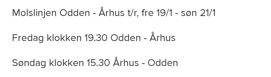 Molslinjen Odden - Århus t/r, fre 19/1 - søn 21...