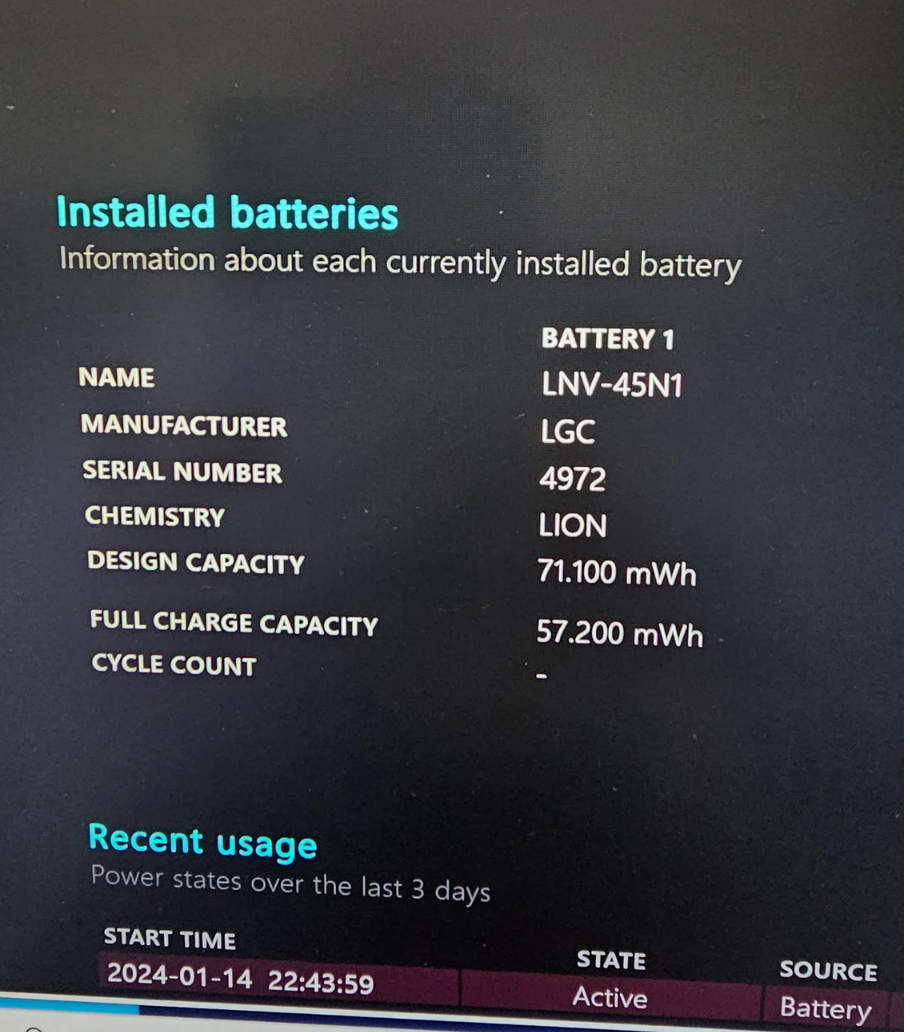 Batteri, Lenovo