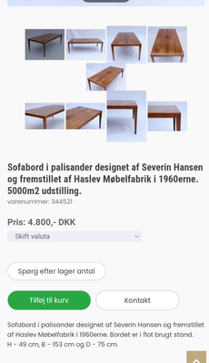 Sofabord, Severin Hansen, palisander, Hej har dette smukke sofabord designet af Severin Hansen i pal