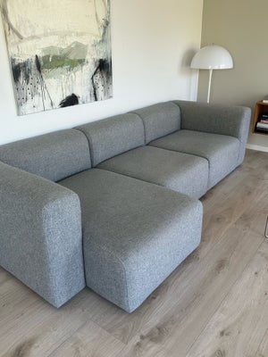 Sofa, HAY, HAY Mags modul (3 moduler), 3 personers sofa med chaiselong i grå Hallingdal uld (65-130)