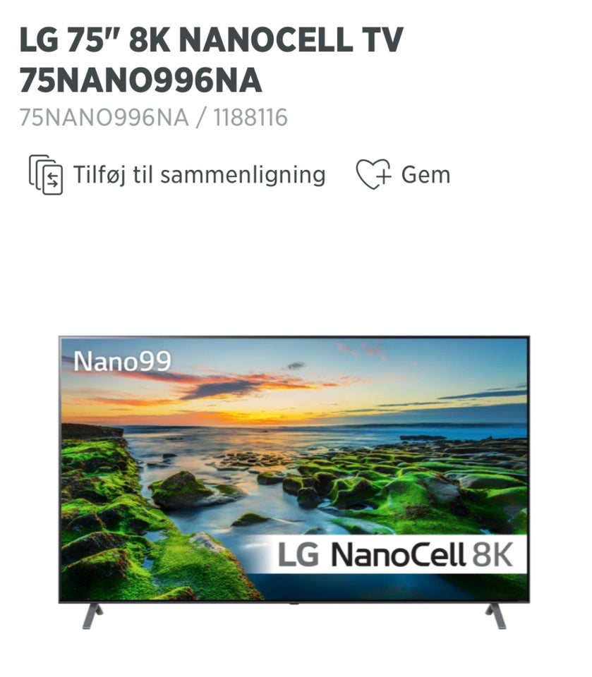 LG 75” 8K NANOCELL TV , b: 1673 d: 359 h: 1029