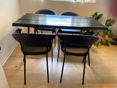 Spisebord m/stole, træ og læder, b: 75 l: 135, Spisebord med 4 stole