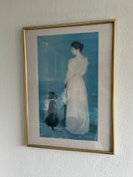 Indrammet tryk, P.S. Krøyer , motiv: Sommeraftener ved