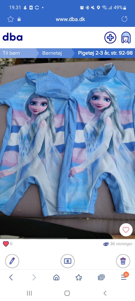 Badetøj, 2 stk Disney Frozen badedragter, Disney