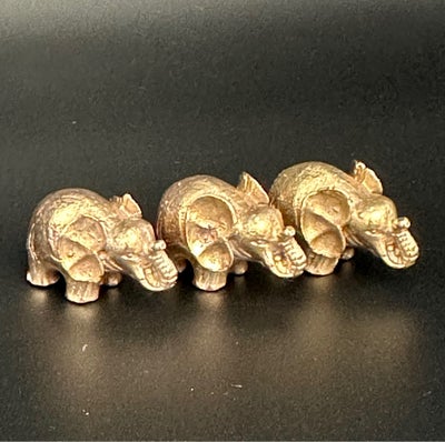 Tre miniature figurer af elefanter, Vintage, 60, Smukke håndstøbte af messing miniature 
figurer af 