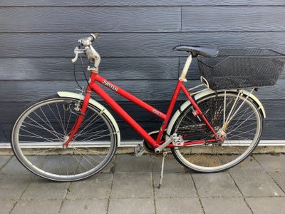 Damecykel,  Jupiter, 53 cm stel, 7 gear, Fin kvalitets cykelhandler cykel.
Kørelys og fastmonteret k