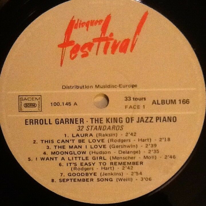 LP, Erroll Garner, The King Of Piano Jazz - 32 Standards
