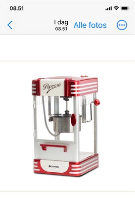 Popcorn maskine, En Retro popcornmaskine som giver en biograffølelse derhjemme. Man skaber en ekstra