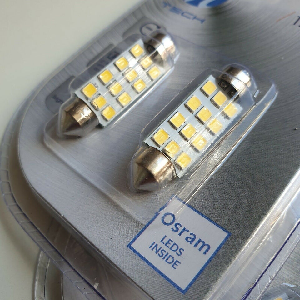 Lys og lygter, LED Pærer 2 x 12 SMD 2835 LED, C5W C10W SV8.5-8