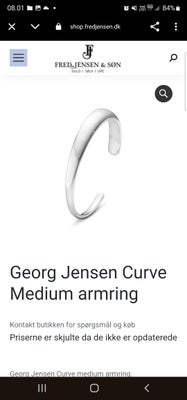 Armbånd, sølv, Georg Jensen Curve Medium armring, Kom med et bud