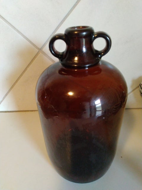 Glas, Stor brun flaske til 3 L, AL 113, 32 cm høj i fin…