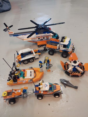Lego City, 7726, 7728, Helikopter, redningsflåde, redningsbil og redningsbåd. Komplet med samlevejle
