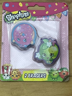 Andet legetøj, 2x nye viskelædre , Shopkins, Kalendergave til den store Shopkins fan: 2 stk nye stor