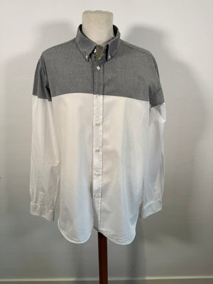 Skjorte, Mads Nørgaard , str. XL,  hvid/grå ,  bomuld ,  Næsten som ny, Lækker skjorte fra Mads Nørg