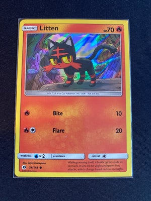 Samlekort, Pokémon Kort miss cut, Litten 24/149 Common Pokemon Card (Sun & Moon Base Set) missed cut