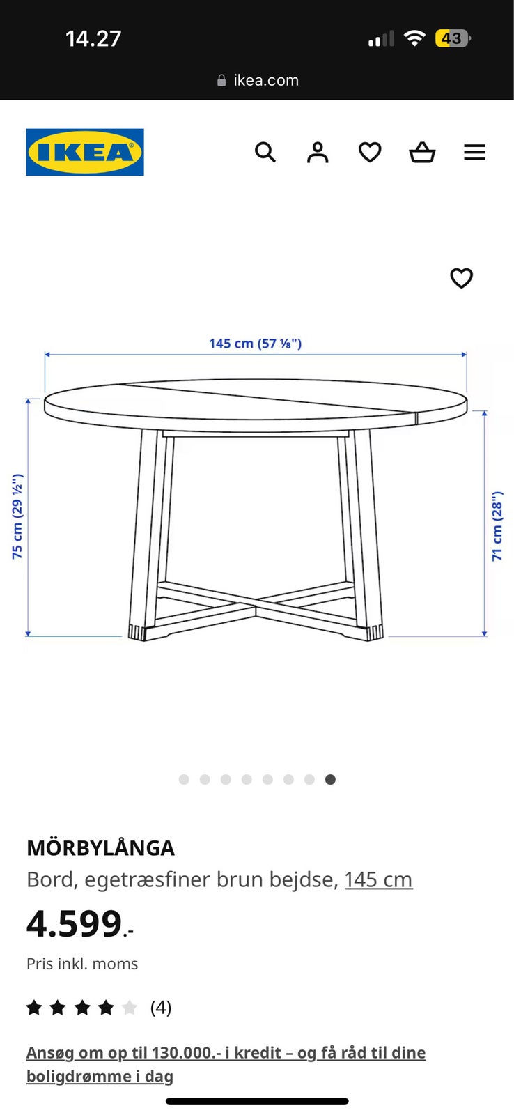 Spisebord, Egetræ, Ikea