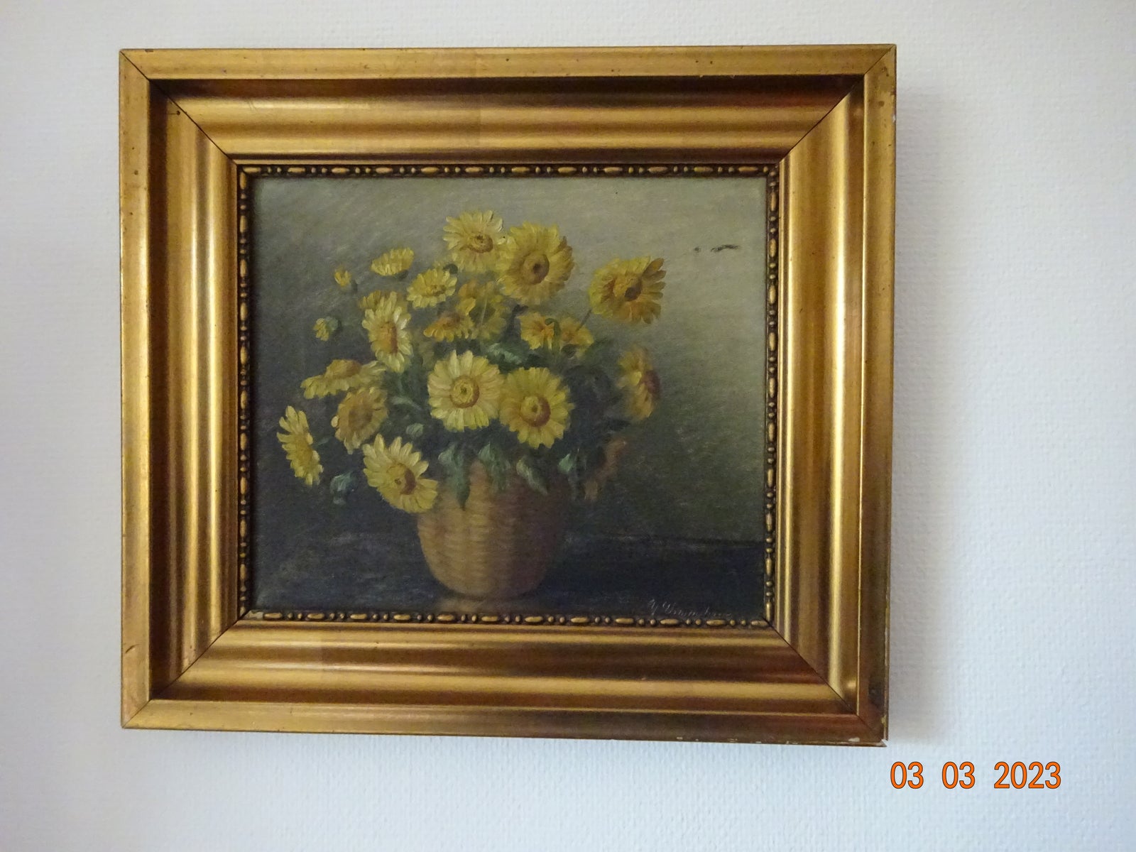 oliemaleri, Yelva Wermehren, motiv: Blomster i vase