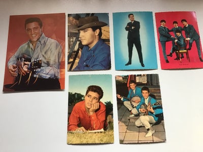 Postkort, Beatles Elvis Presley, Cliff Richard, Jan & Kjeld, Gaveide : 6 stk Gammel Ældre Retro Idol